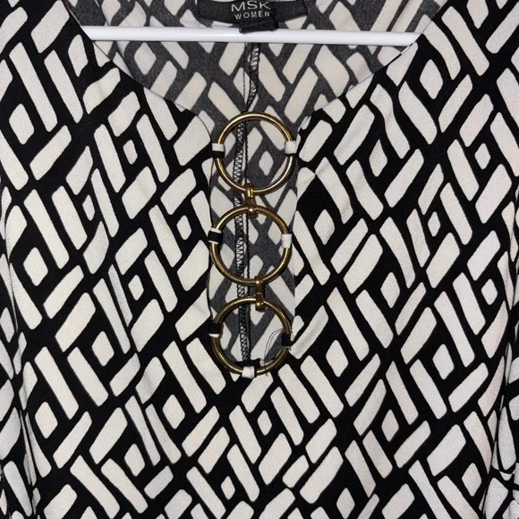 MSK Women Black and White Casual Dress 1X - Picture 3 of 6